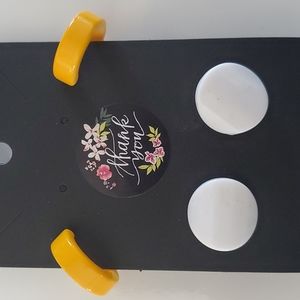 Boutique Vintage Retro 2 Pair Earring Set Gold Hoops and White Buttons